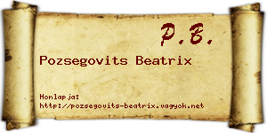 Pozsegovits Beatrix névjegykártya